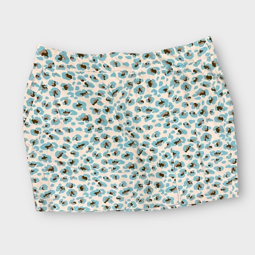 Krazy Larry Skort Women's Athletic Golf Skirt Blue Leopard Print Size 14 - Picture 1 of 8